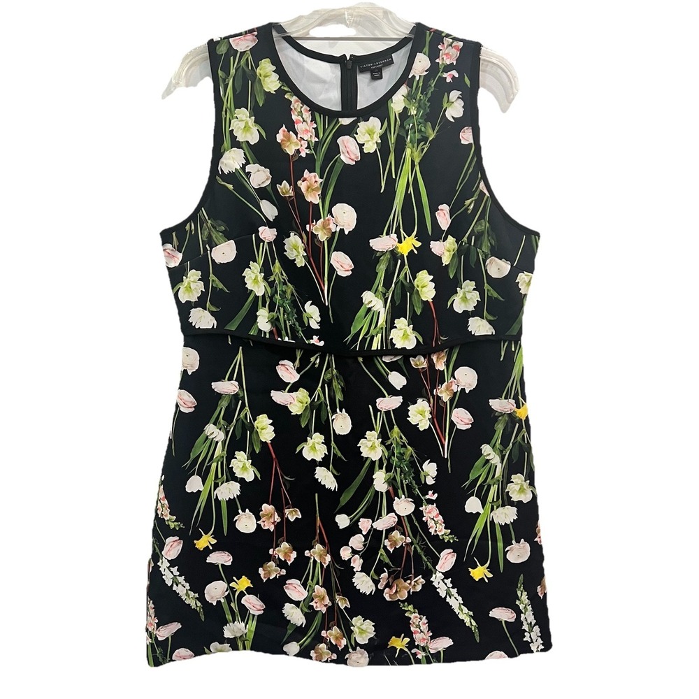 Victoria Beckham Target 1x Black Floral Sheath Dress Girlhood‎ Stretchy Spring
